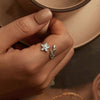 S925 Sterling Silver Platinum Plated Fresh Flower Opening Adjustable Ring(BSR533-E)