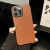 For iPhone 12 Pro Max Litchi Texture TPU Black Lens Frame Phone Case(Brown)