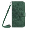 For Samsung Galaxy A56 5G Skin Feel Sun Flower Embossed Flip Leather Phone Case with Lanyard(Green)