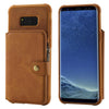 For Galaxy S8 Plus Zipper Shockproof Protective Case with Card Slots & Bracket & Photo Holder & Wallet Function(Brown)