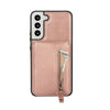 For Samsung Galaxy S22 5G Zipper Wallet Split MagSafe Leather Back Phone Case(Rose Gold)