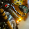 Pair Motorcycle Turn Double Light Grip Bar Plug Strobe Side Marker End LED Handlebar Lamp, Yellow and White Light