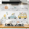 90x30cm Small Kitchen Stove Tile Oil Smoke Stickers  Waterproof And Anti Oil Stain Cartoon Wallpaper, Style: Station Wagon