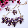 Crystal Enamel Flower Jewelry Sets For Women(Purple)