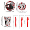 10pcs Halloween Disposable Blood Handprint Tableware Horror Party Decoration, Style: Red Knives