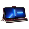 For iPhone 13 Pro Max Nine-card Slots Zipper Wallet Bag Leather Phone Case(Wine Red)