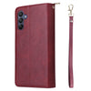 For Samsung Galaxy A16 5G 9-Card Slots Zipper Wallet Bag Leather Phone Case(Wine Red)