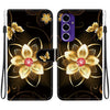 For Samsung Galaxy A16 Crystal Texture Colored Drawing Leather Phone Case(Gold Flower)