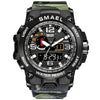 SMAEL 1545D Time Men Anti-falling Night Light Alarm Waterproof Sports Watch(Camouflage Army Green)