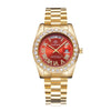 CAGARNY 6886 Diamond-encrusted Roman Numeral Dial Quartz Watch for Men(Gold Shell Red Dial)