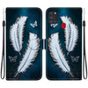 For Samsung Galaxy A21s Crystal Texture Colored Drawing Leather Phone Case(White Butterfly Feathers)