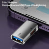 8 Pin to USB, USB-C / Type-C OTG Adapter(Black)
