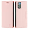 For Samsung Galaxy Note20 RC01 Dual-Folded Magnetic Suction RFID Leather Phone Case(Pink)