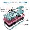 For Samsung Galaxy S25 5G Sliding Camshield TPU Hybrid PC Phone Case with Holder(Green+Pink)