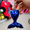 10 PCS Reflective Mermaid Keychain Sequins Mermaid Tail Accessories Car Luggage Pendant(Royal Blue 5)