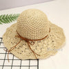 Literary Style Foldable Bow Straw Hat Sunhat(Beige)