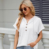 Ladies Summer Hooded Button Loose Short Sleeve T-Shirt Blouse, Size: XXL(White)