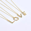 S925 Sterling Silver 26 Engligh Letters Colorful Zircon Women Nacklace Jewelry, Style:M(Gold)