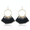 Tassel Earrings for Women Ethnic Big Drop Earrings Bohemia Fashion Jewelry Trendy Cotton Rope Fringe Long Dangle Earrings(Black)