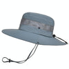 9090 Men Outdoor Fishing Climbing Mountain Large Brim Fisherman Hat(Grey)