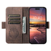 For iPhone 15 Pro Suteni J07 Multi-functional Horizontal MagSafe Denim Leather Phone Case(Brown)