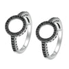 2 PCS Alloy Lucky Circle Diamond Halo Rings, Ring Size:7(Black)
