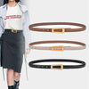 105cm Women Leather Belt Casual Versatile Retro Belt Jeans Waist Band(Black)
