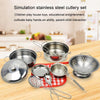 101 Kids Play House Simulation Stainless Steel Tableware Toys Kitchen Early Learning Enlightenment Toy