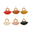 1 Pairs Ethnic Style Cotton Tassel Earrings Exaggerated Earrings Long Earrings(Turmeric)