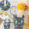 Portable Milk Tea Tote Bag Heat Preservation Eco-friendly Handbag Carrying Insulated Cup Cover, Style: Lemon