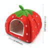 Foldable Strawberry Pet Bed House, Plush Nest, XS Cat/Small Dog