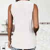 Women Spring Summer Round Neck Printed Vest T-Shirt Top, Size: L(White)