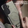 For Samsung Galaxy S23 5G Multi-function Holder MagSafe PU Phone Case(Titanium Gray)