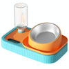 Cat Food Bowl Set with Thermal & Gravity Waterer (Blue/Orange)