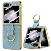 For Samsung Galaxy Z Flip5 VIETAO Woven Leather Metal Ring Phone Case(Blue)