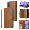 For Samsung Galaxy A16 5G 9-Card Slots Zipper Wallet Bag Leather Phone Case(Brown)