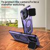 For Samsung Galaxy A05 Shield Frame Holder MagSafe Phone Case(Purple)