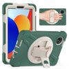 For Xiaomi Redmi Pad SE 8.7 Rotatable Holder Silicone Hybrid PC Tablet Case with Shoulder Strap(Emreald Green)