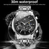 OLEVS 2892 Men Multifunctional Business Waterproof Quartz Watch(Black + Silver)