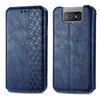 For Asus Zenfone 8 Flip Cubic Grid Pressed Horizontal Flip Magnetic PU Leather Case with Holder & Card Slots & Wallet(Blue)