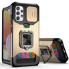 For Samsung Galaxy A32 4G Sliding Camera Cover Design PC + TPU Shockproof Case with Ring Holder & Card Slot(Gold)