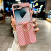 For Samsung Galaxy Z Flip5 5G Sparkling Diamond Rhombus PC Phone Case with Ring(Pink)