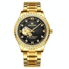FNGEEN 8073 Men Automatic Mechanical Watch Diamond Hollow Fashion Watch(Full Gold Black Surface)