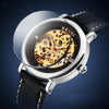 SKMEI 9229 Men Automatic Skeleton Mechanical Watch Thorough Bottom Student Watch(Rose Gold Shell Black Face)