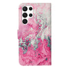 For Samsung Galaxy S25 Ultra 5G Colored Drawing Marble Pattern Leather Phone Case(Pink Seawater)