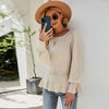 Autumn and Winter Women Sweater Waist Lantern Sleeve Knitted Top, Size: M(Beige)