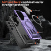 For Samsung Galaxy S23 Ultra 5G Shield Frame Holder MagSafe Phone Case(Purple)