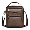 WEIXIER Retro Men Small Satchel Bag PU Shoulder Bag Commuter Messenger Bag(Dark Brown)