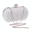Women Fashion Banquet Party Pearl Handbag Single Shoulder Crossbody Bag (White)