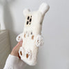 For iPhone 14 3D Smiling Little Bear Plush Phone Case(White)